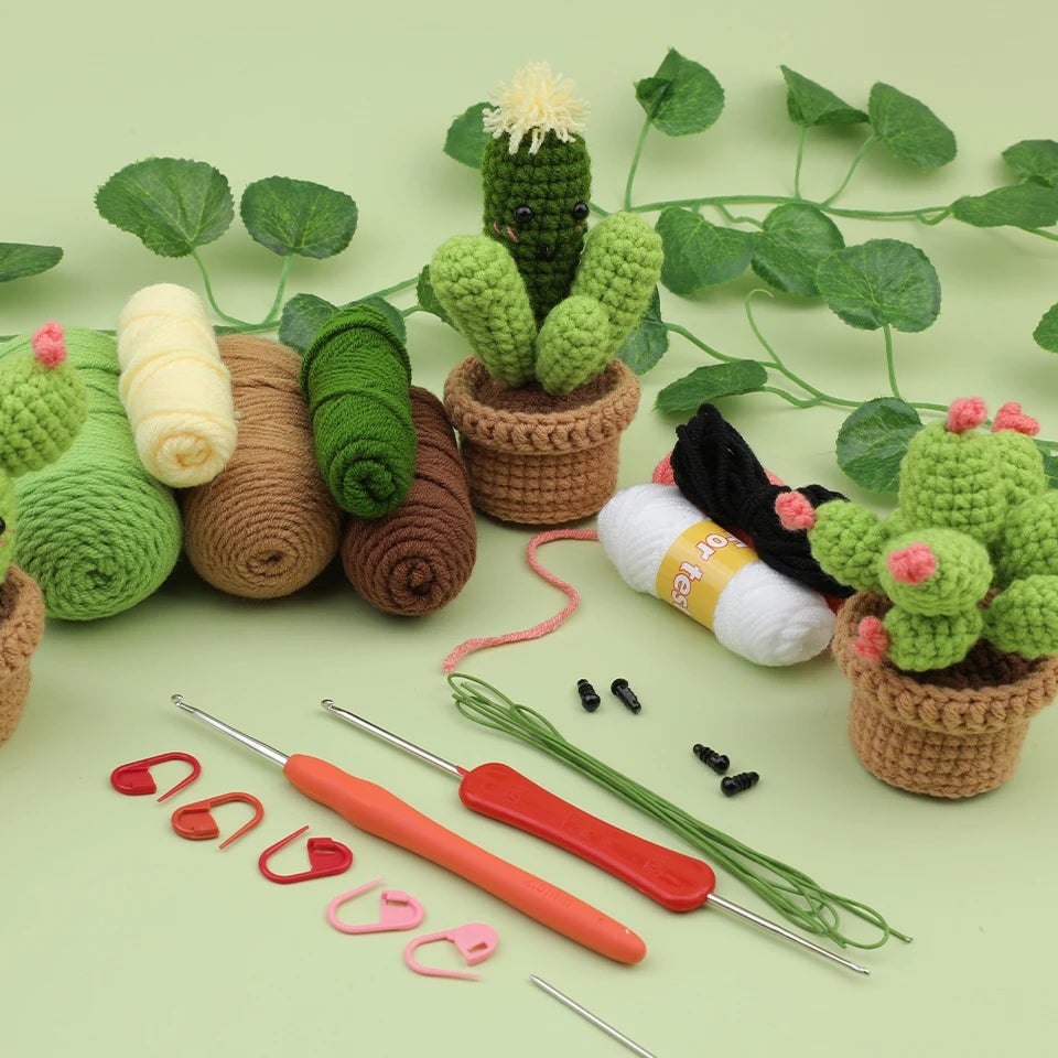 Beginner Crochet Kit - Potted Cactus Plant