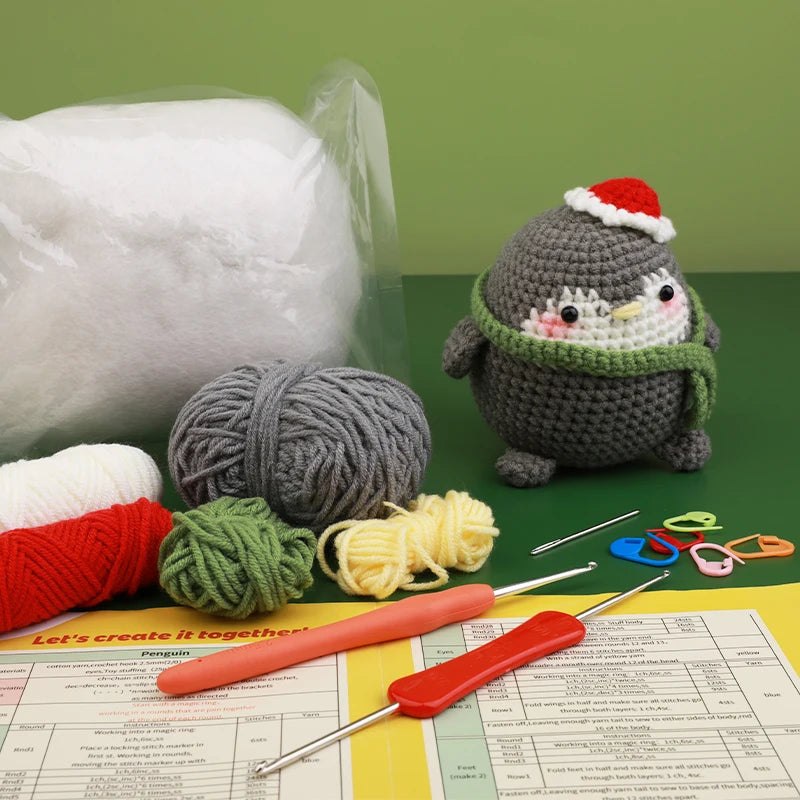 Beginners Crochet Knitting Kit - Winter Penguin