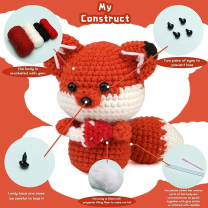 Beginners Crochet Starter Kit - Cute Fox