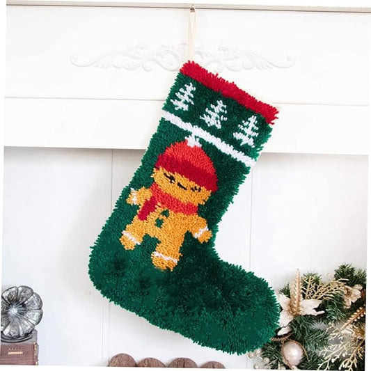 Christmas Stocking Latch Hook Kit - Gingerbread Man 43 x 31cm