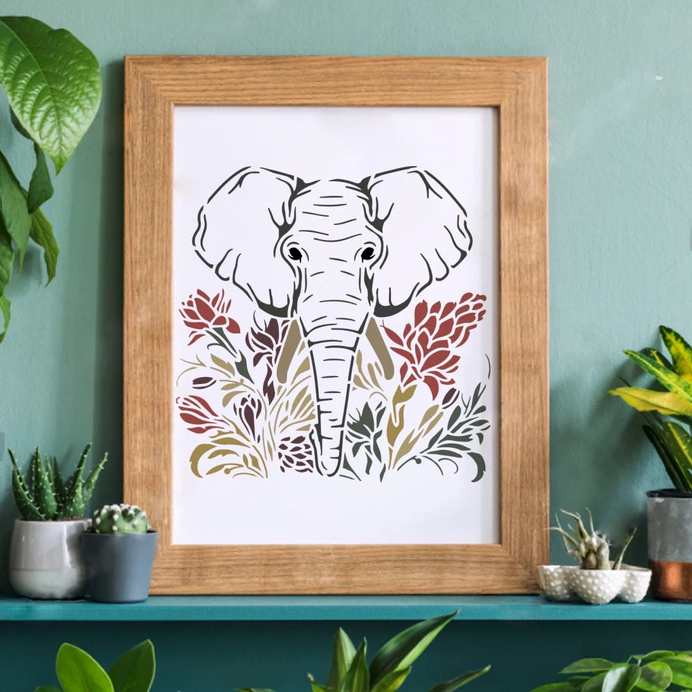 Craft Reusable Painting Stencils 30 x 30cm - Safari Elephant