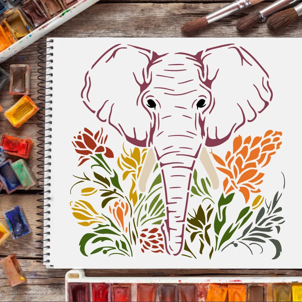 Craft Reusable Painting Stencils 30 x 30cm - Safari Elephant