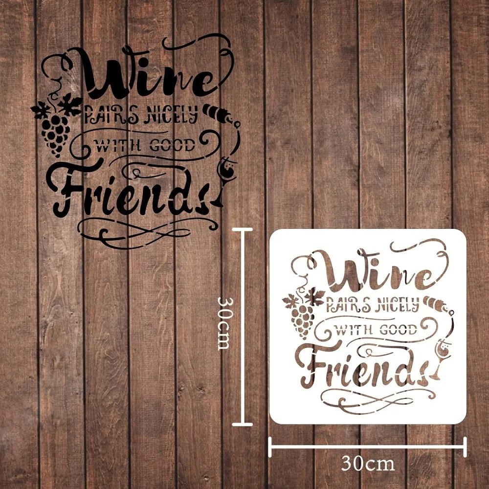 Craft Reusable Painting Stencils 30 x 30cm - Wine Pairs Nicely With Good Food