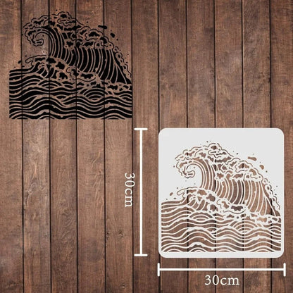 Craft Reusable Painting Stencils 30cm x 30cm - Beach Waves