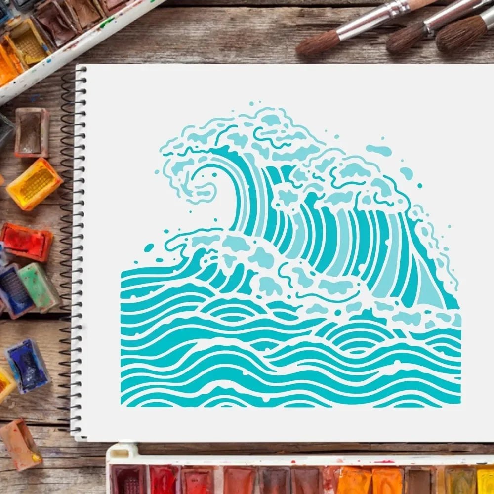 Craft Reusable Painting Stencils 30cm x 30cm - Beach Waves