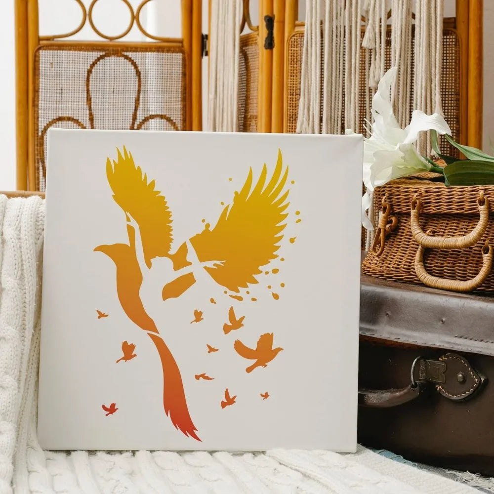 Craft Reusable Painting Stencils A4 - Bird Wings Ballerina Silhouette