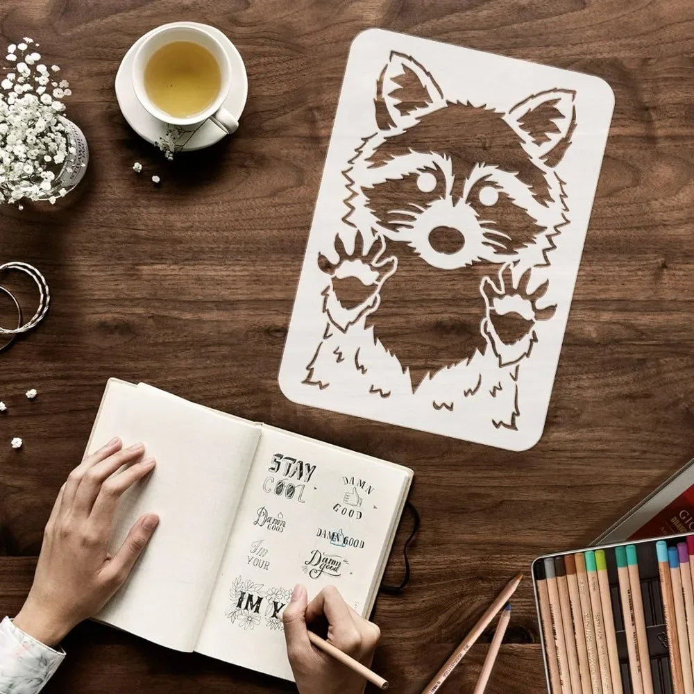 Craft Reusable Painting Stencils A4 - Raccoon