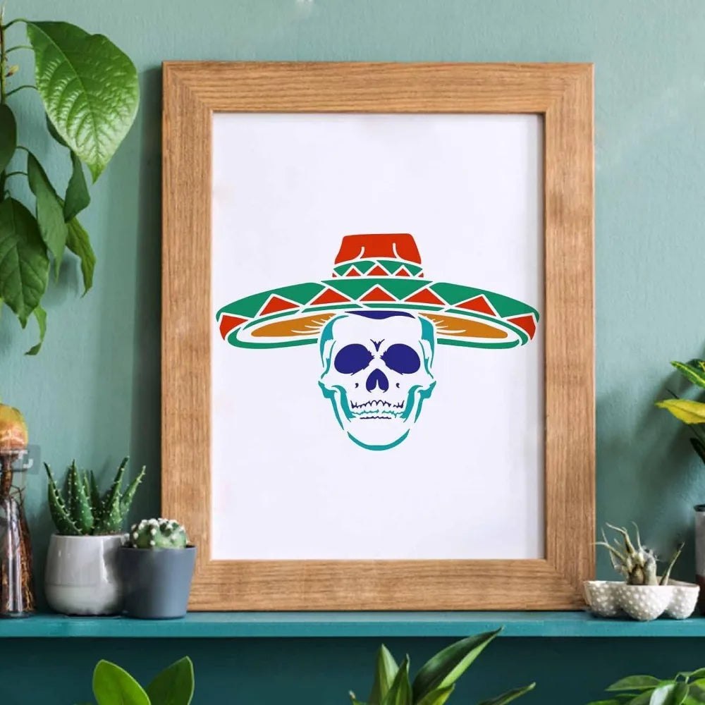 Craft Reusable Painting Stencils A4 - Sombrero Skull