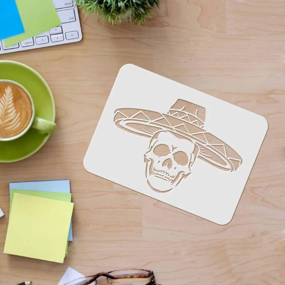 Craft Reusable Painting Stencils A4 - Sombrero Skull