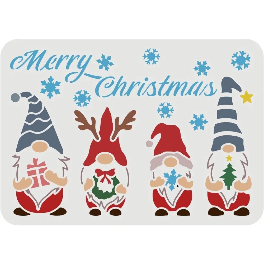 Craft Reusable Painting Stencils A4 - White Christmas Gnomes