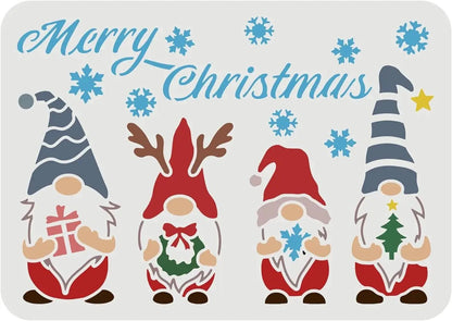 Craft Reusable Painting Stencils A4 - White Christmas Gnomes