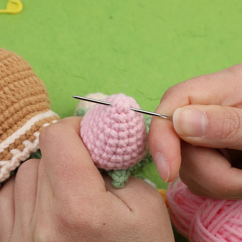 Crochet Craft Flower Kit for Beginners - Pink Tulips