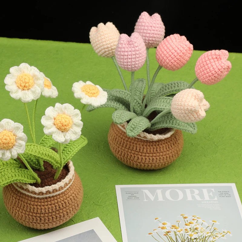 Crochet Craft Flower Kit for Beginners - Pink Tulips