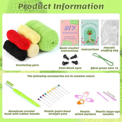Crochet Kit Beginners Starter Kit - Green Snake