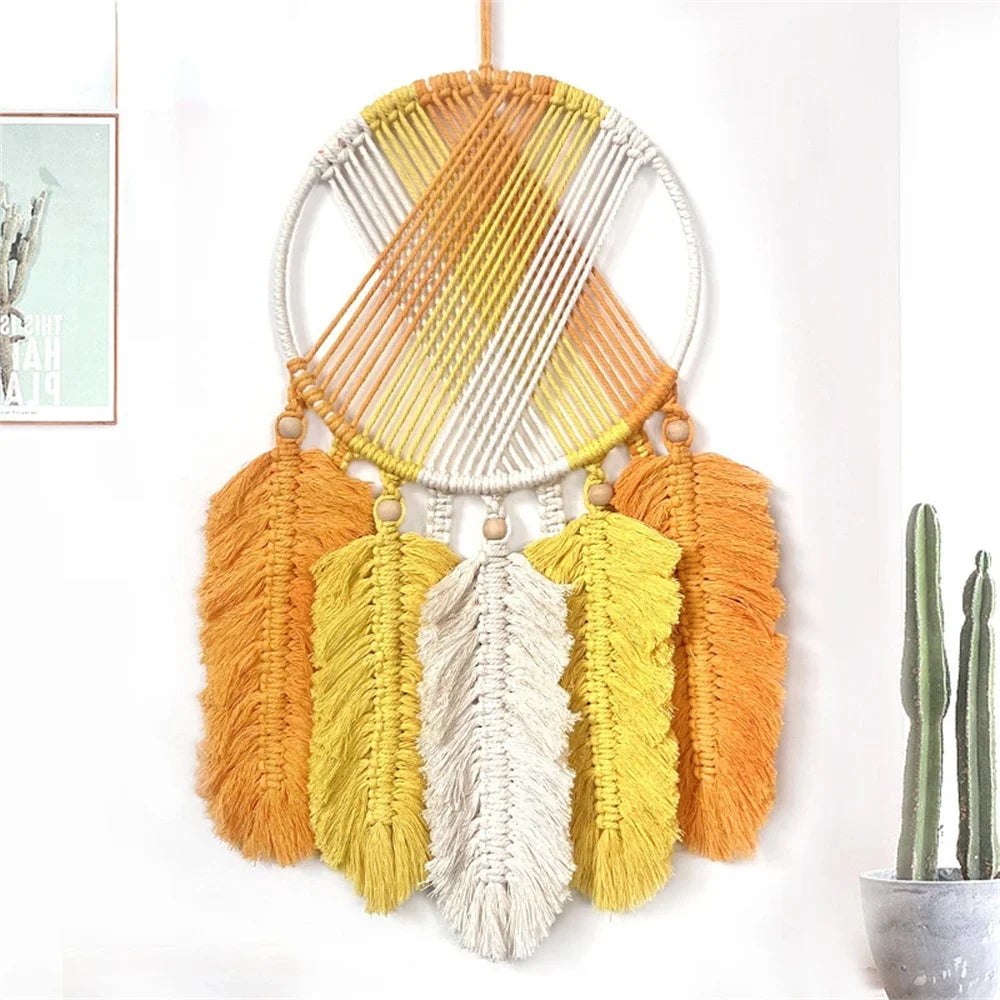 DIY Boho Dream Catcher Macramé Leaf Tapestry Kit - 80cm