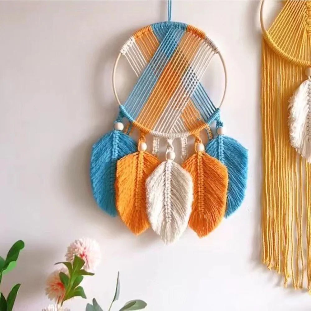 DIY Boho Dream Catcher Macramé Leaf Tapestry Kit - 50cm