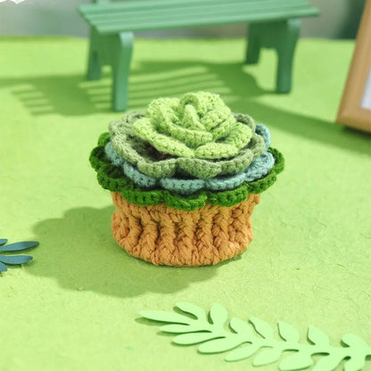 DIY Crochet Coaster Kit - 4pc Green Succulent