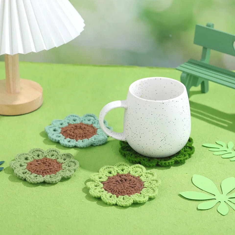 DIY Crochet Coaster Kit - 4pc Green Succulent