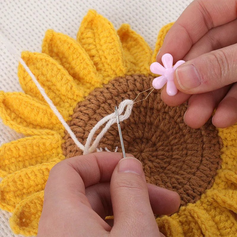 DIY Crochet Coaster Kit - 5pc Yellow Sunflower Basket