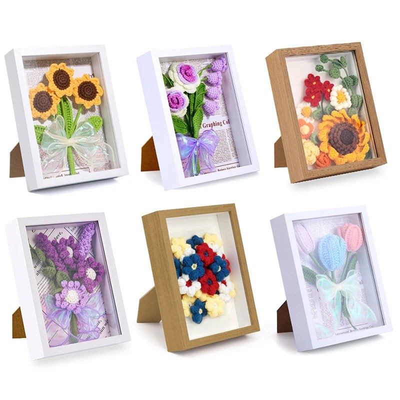 DIY Flower Crochet DIsplay Frame Kit - Puff Flowers