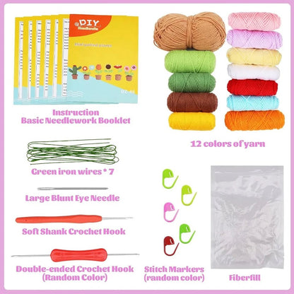 DIY Flower Crochet Knitting Kit - 6 pack
