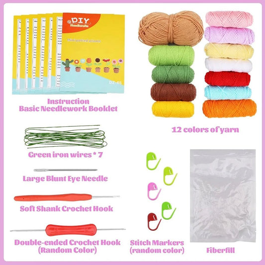 DIY Flower Crochet Knitting Kit - 6 pack