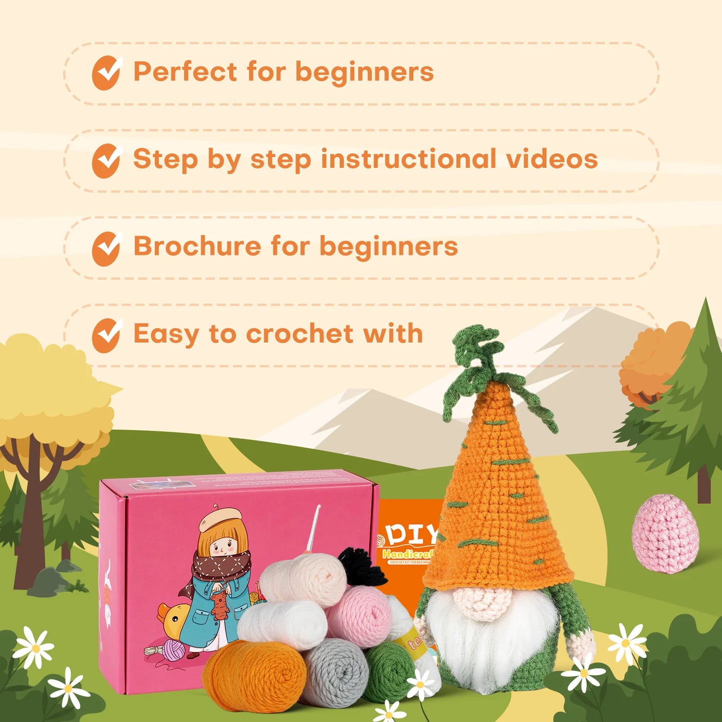 DIY Garden Gnome Crochet Starter Kit