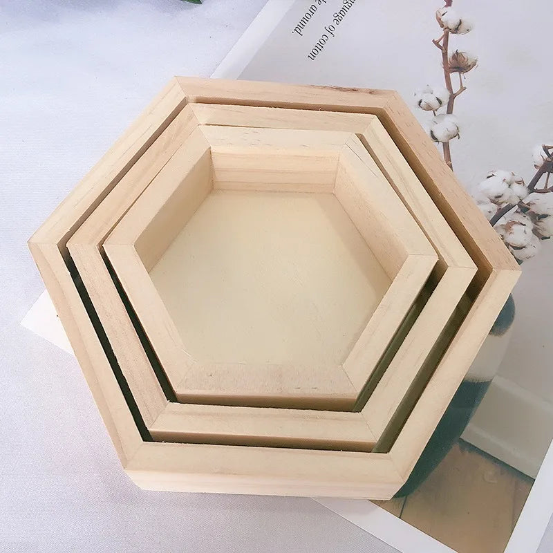 DIY Hexagon Wooden Tray Panel Blank - 3 Pack