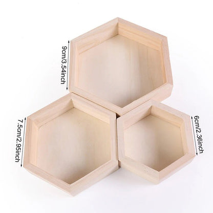 DIY Hexagon Wooden Tray Panel Blank - 3 Pack