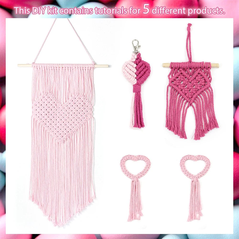 DIY Knitting love heart combo Macrame Kit - Includes 4 Tutorials