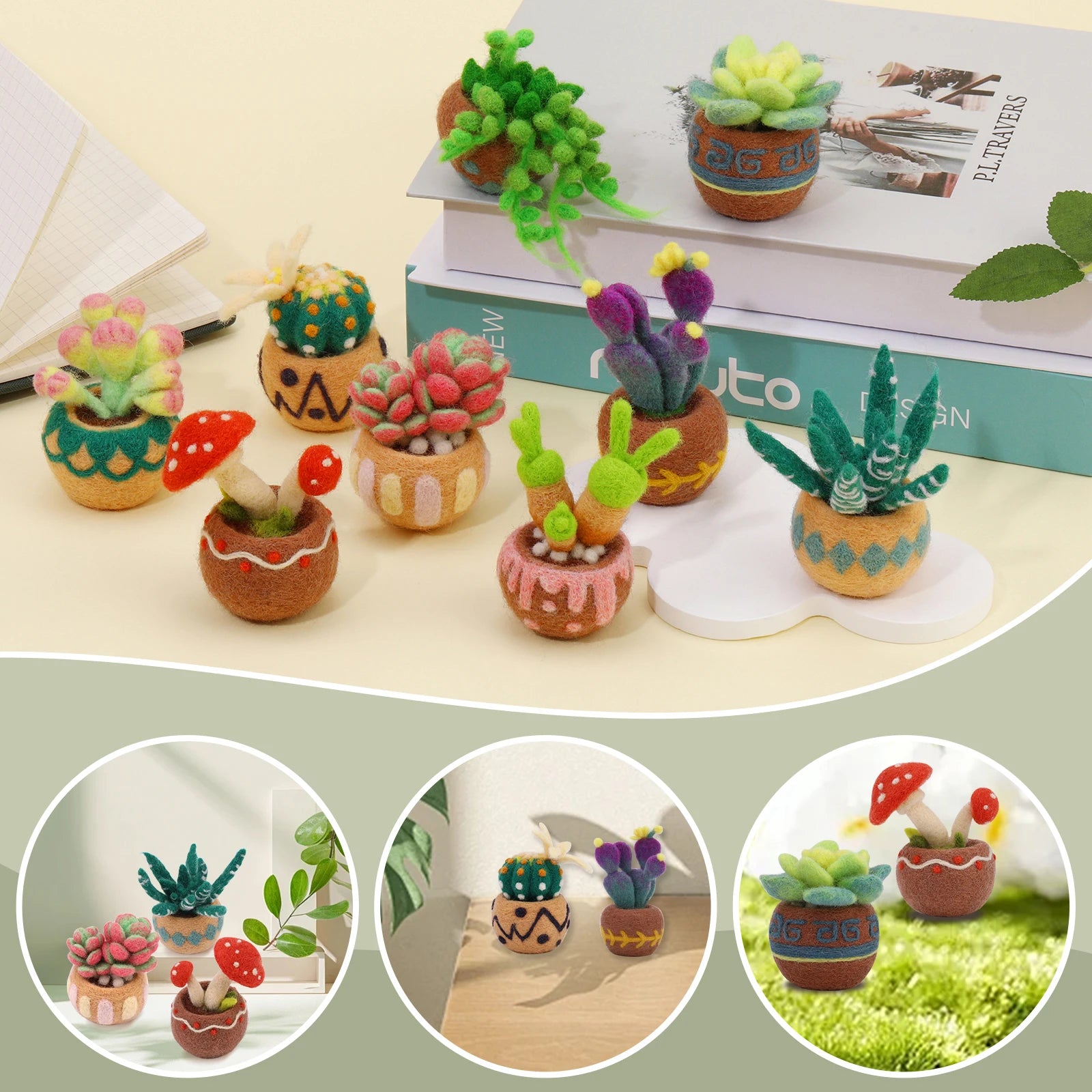 DIY Needle Wool Felting Starter Kit - Succulent Potted Plants