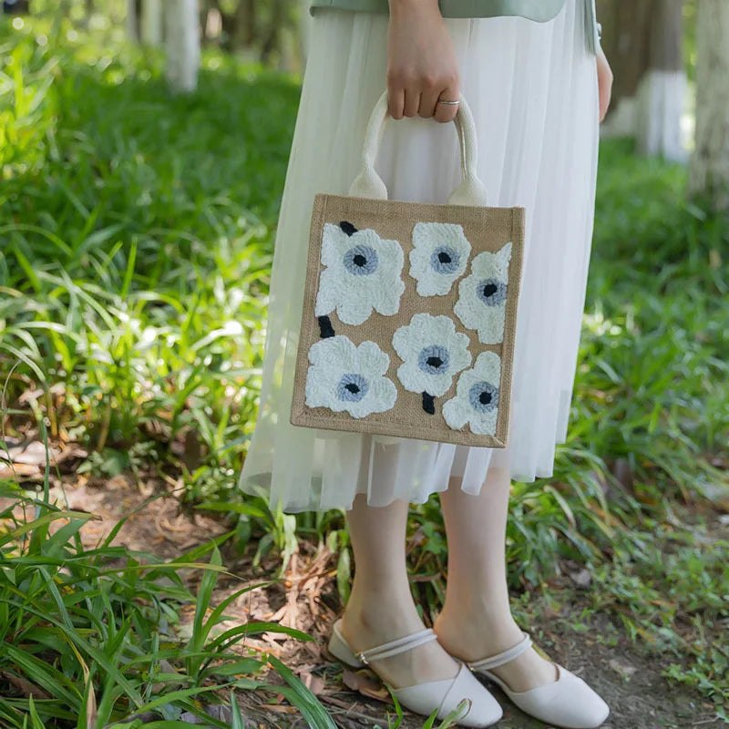 DIY Punch Needle Floral Canvas Bag for Beginners