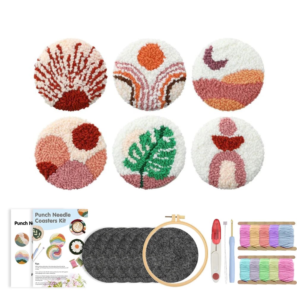 DIY Punch Needle Tufting Coaster Kit - Boho Sunset