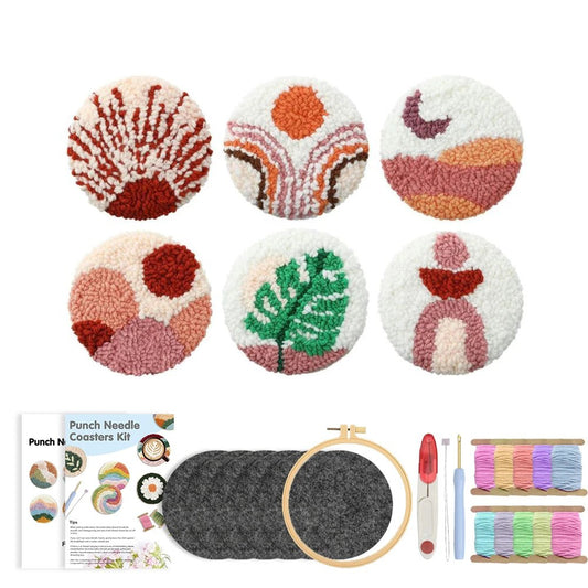DIY Punch Needle Tufting Coaster Kit - Boho Sunset