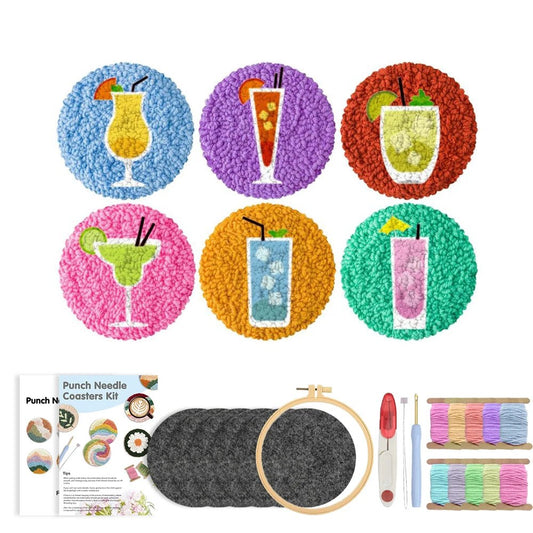 DIY Punch Needle Tufting Coaster Kit - Fancy Cocktail Delight