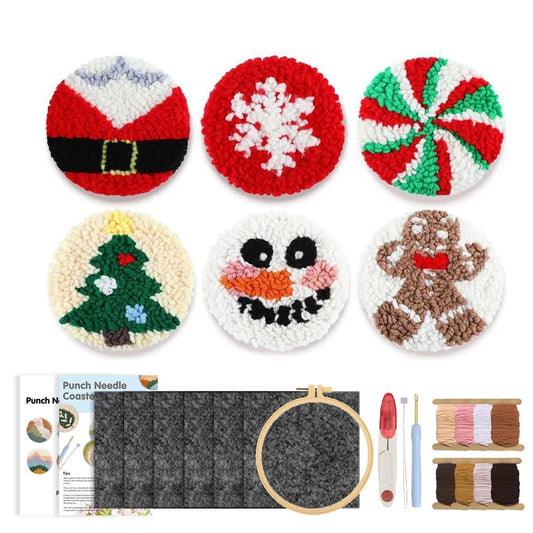 DIY Punch Needle Tufting Coaster Kit - Jolly Christmas