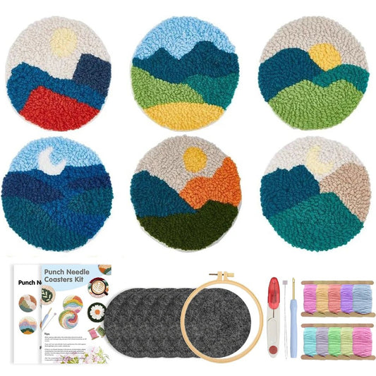 DIY Punch Needle Tufting Coaster Kit - Mountain Magic