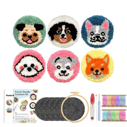 DIY Punch Needle Tufting Coaster Kit - Perfect Puppies