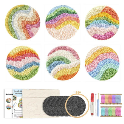 DIY Punch Needle Tufting Coaster Kit - Pretty Pastels
