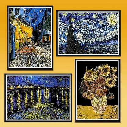 DIY Scratch Art Painting Drawing 4 x A4 Designs Bundle - Van Gogh