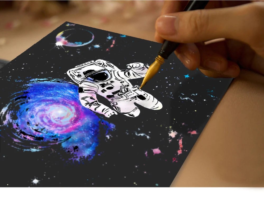 DIY Scratch Art Painting Drawing 4 x A4 Designs Bundle - Spacescape