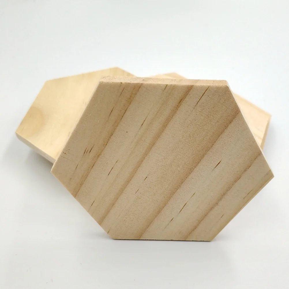 DIY Wooden Hexagon Coaster Blanks - 25 Pack