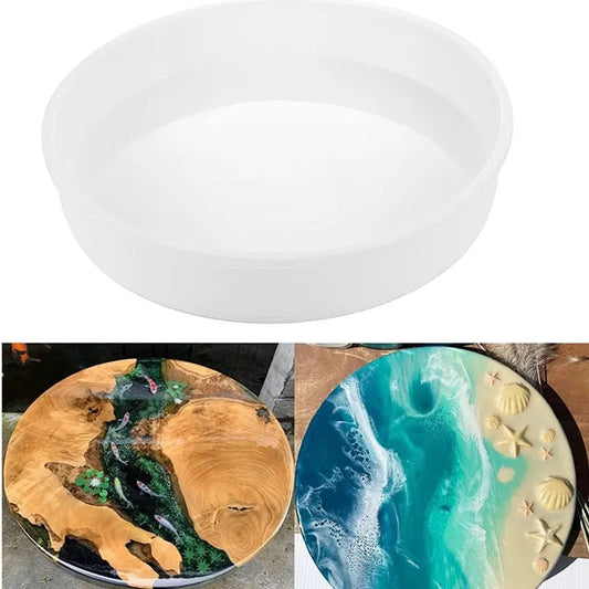 Deep XL Large Round Serving, Tray Table Top, Clock Silicone Mould for Resin Casting