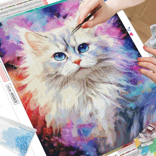 Diamond Painting Kit 5D Mosaic - Blue Eyed Kitty