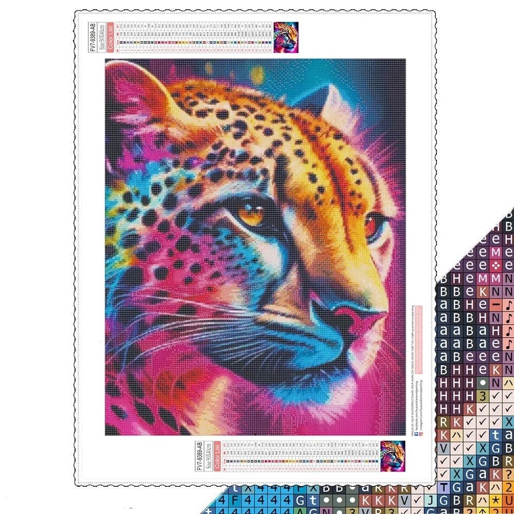 Diamond Painting Kit 5D Mosaic - Colorful Leopard