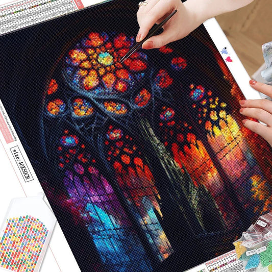 Diamond Painting Kit 5D Mosaic - Gothic Stained Glass Window