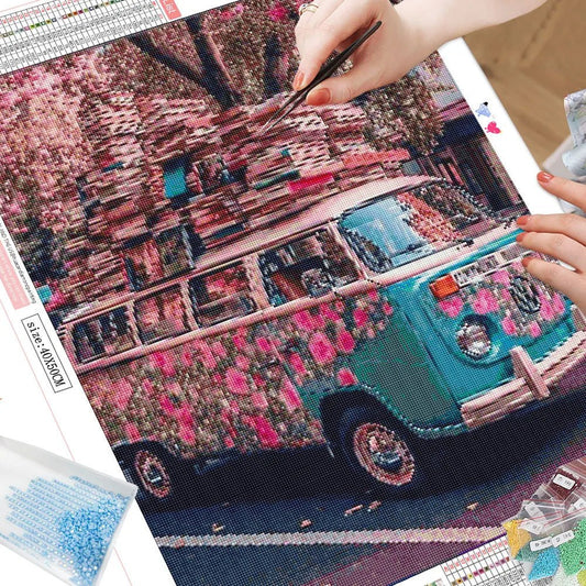 Diamond Painting Kit 5D Mosaic - Hippy Combie Van