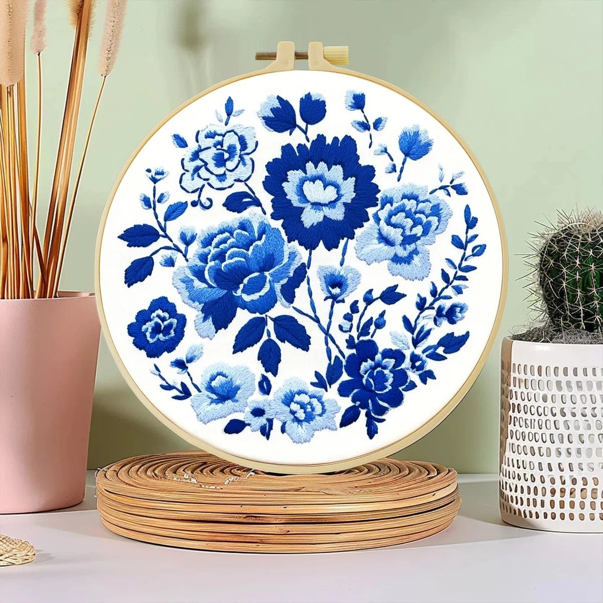 Embroidery DIY Starter Kit - Blue Rosettes