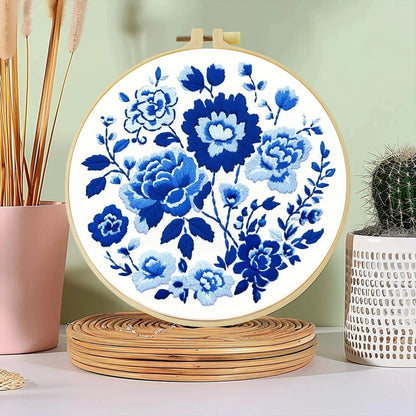 Embroidery DIY Starter Kit - Blue Rosettes