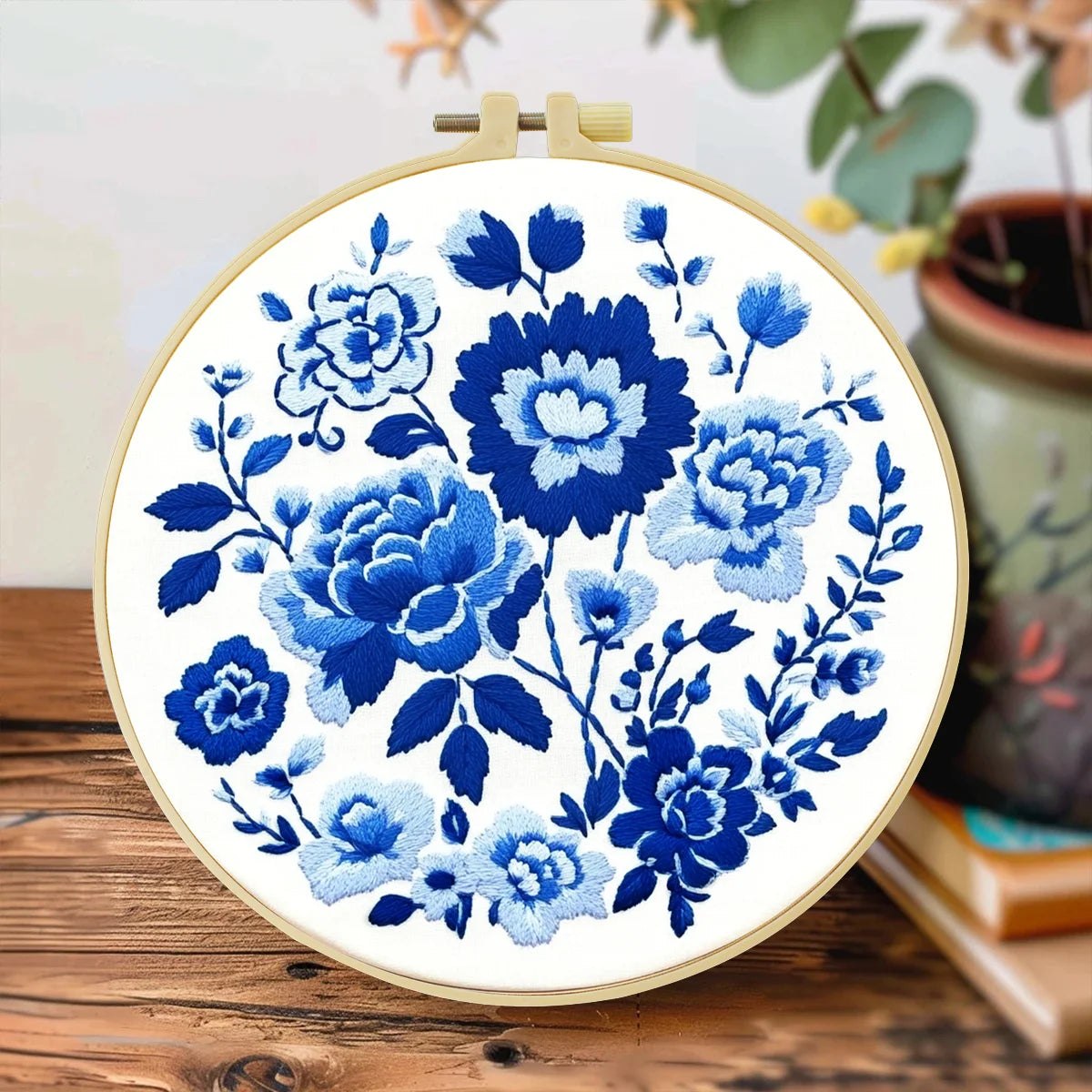 Embroidery DIY Starter Kit - Blue Rosettes